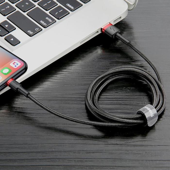 BASEUS - Baseus Cafule USB-C till lightning kabel 1M - Svart/Röd