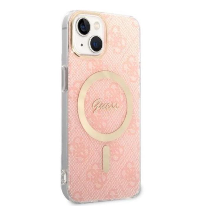 Guess - GUESS iPhone 14 Plus Magsafe Skal Print + Trådlös Laddare - Rosa