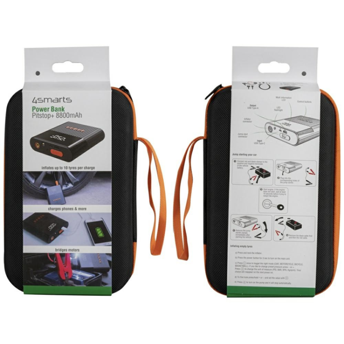4smarts - 4smarts Starthjälp Powerbank 8800mAh med kompressor PitStop - Svart