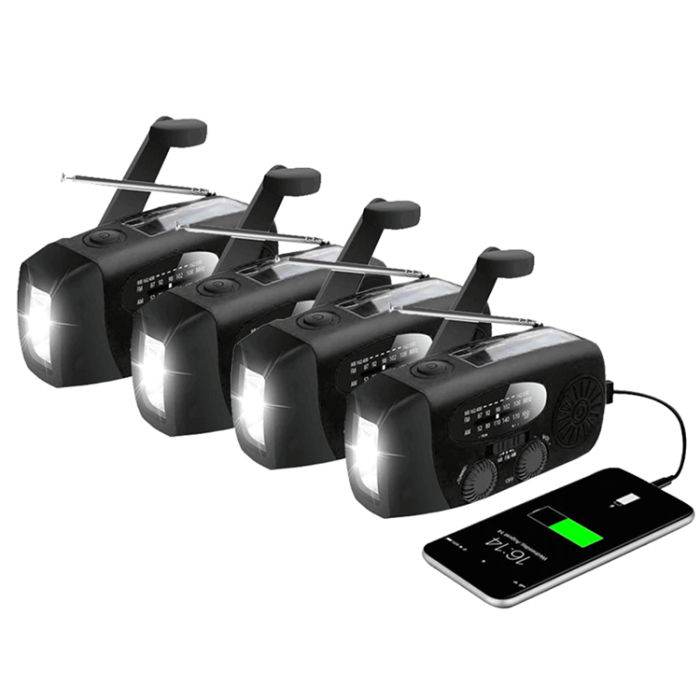 A-One Brand - [4 PACK] Vevradio 2000mAh Powerbank, Solceller -Svart