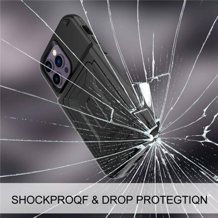 OEM - iPhone 14 Pro Skal Korthållare Mirror Kickstand - Svart