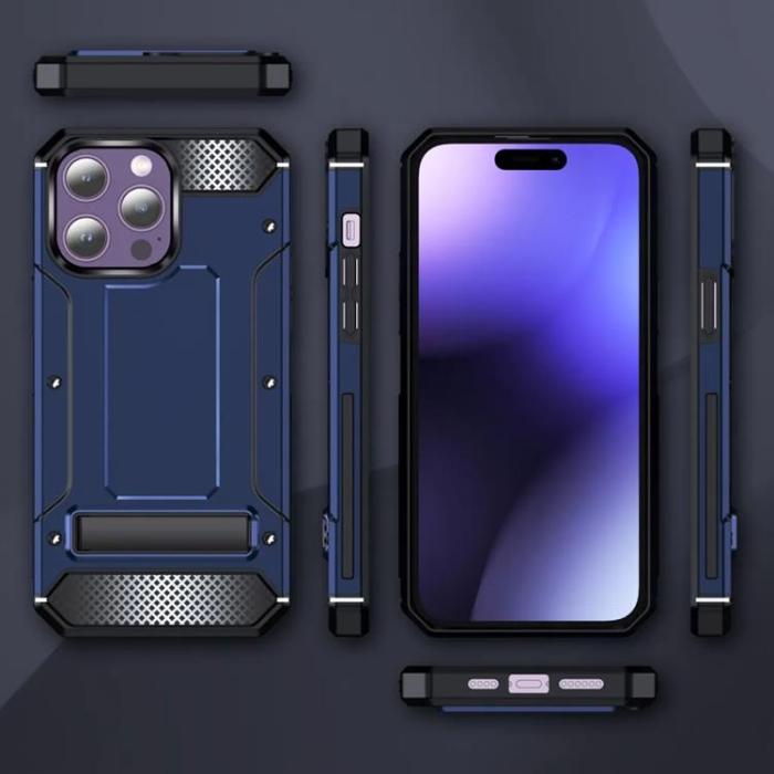 Taltech - iPhone 15 Pro Max Mobilskal Kickstand - Mörkblå
