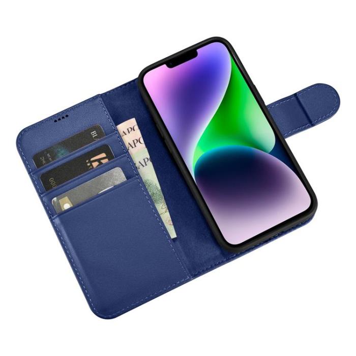 ICARER - iCarer iPhone 14 Plånboksfodral 2in1 Äkta Läder - Blå