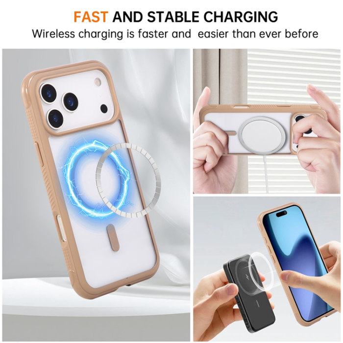 A-One Brand - iPhone 17 Pro Mobilskal MagSafe TPU+PC Transparent - Coffee