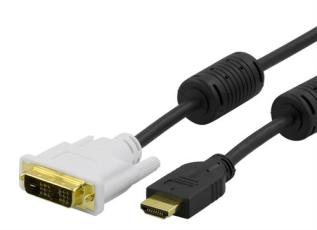 UTGATT1 - DELTACO HDMI till DVI-kabel, 0.5m - Svart/Vit