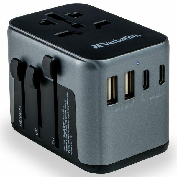 Verbatim Reseladdare 30W PD 2xUSB-C 2xUSB-A EU/UK/US - Svart | 505295 | AlltMobil