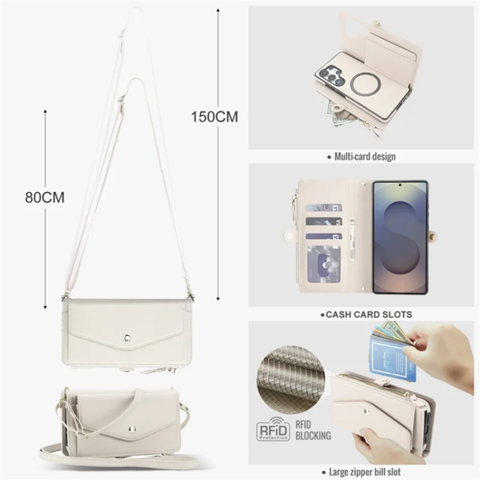 A-One Brand - Galaxy S25 Ultra Plånboksfodral MagSafe Detachable - Vit