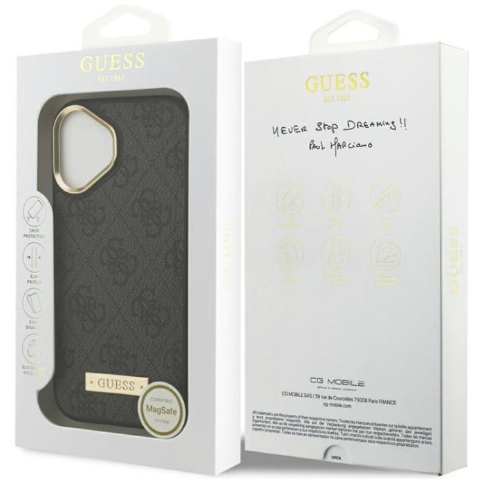 Guess - Guess iPhone 17 Mobilskal MagSafe 4G Logo Plate - Svart