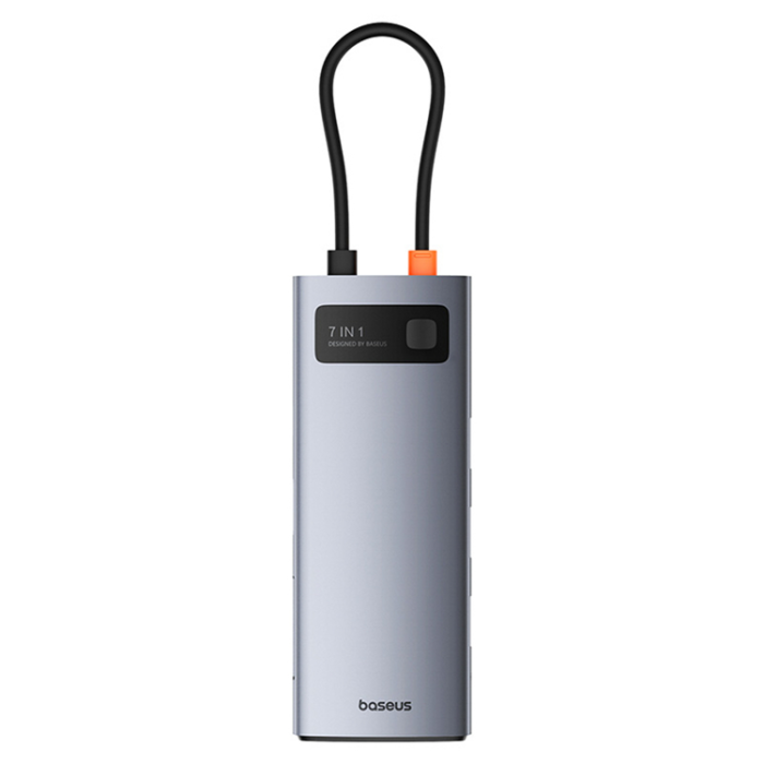 BASEUS - Baseus 7in1 HDMI-Hubb USB-C PD 4K 60Hz USB-C 3xUSB 3.0 SD microSD - Grå