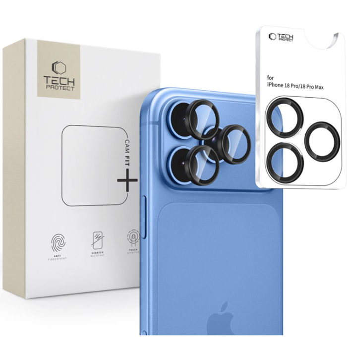 Tech-Protect - Tech-Protect Härdat Glas Kameraskydd För iPhone 18 Pro/18 Pro Max - Svart