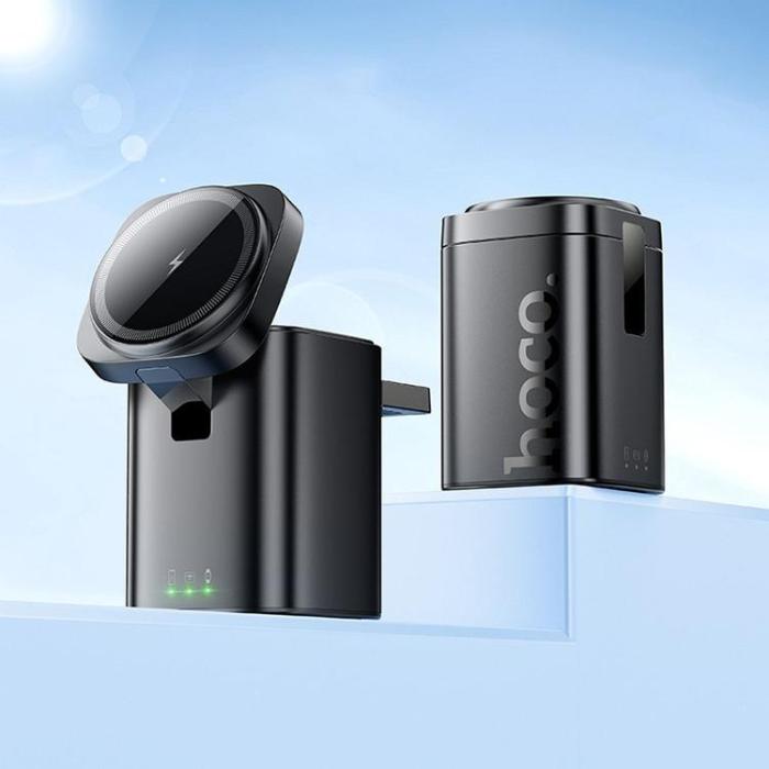 Hoco - Hoco 6in1 Trådlös Laddare Apple Watch, iPhone, Airpods 15W - Svart