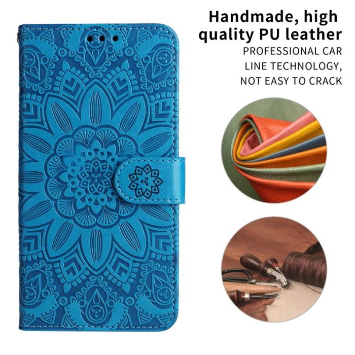 OEM - Samsung Galaxy S26+ Plånboksfodral Konstläder Blommönster - Blå