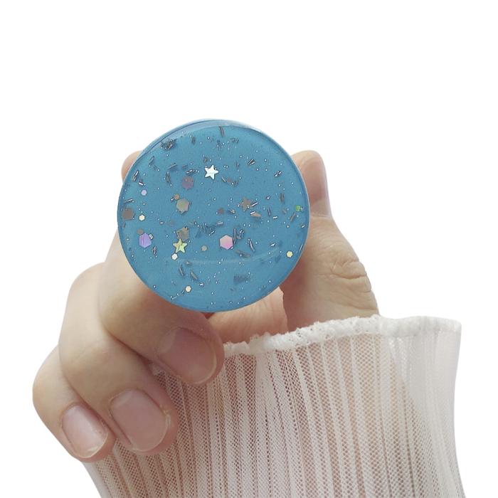 A-One Brand - Round Glitter Mobilhållare / Mobilgrepp - Blå