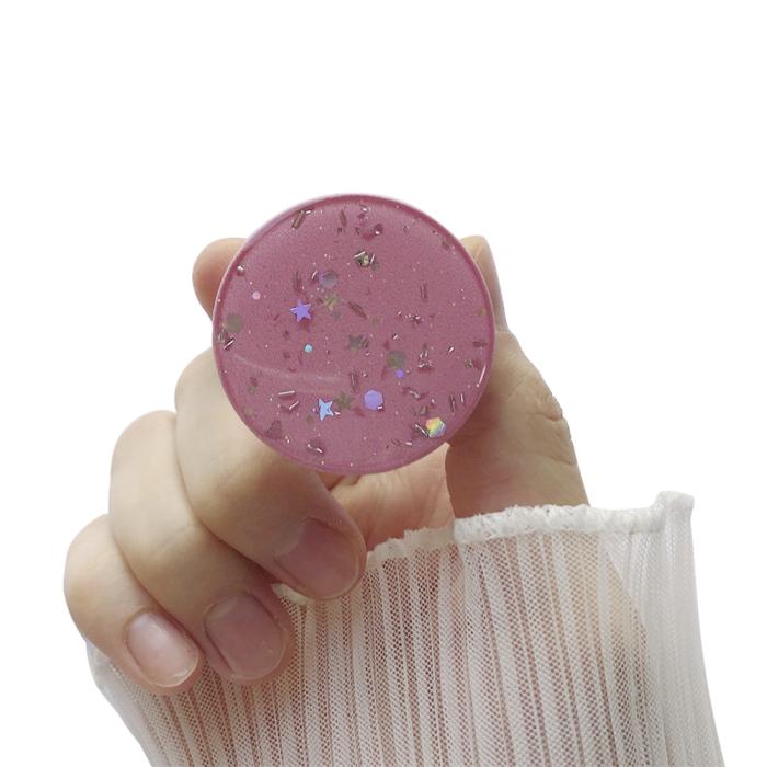 UTGATT1 - Round Glitter Mobilhållare / Mobilgrepp - Rosa