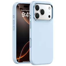 A-One Brand - iPhone 17 Pro Mobilskal med Metall Linsbåge Liquid Silikon - Blå