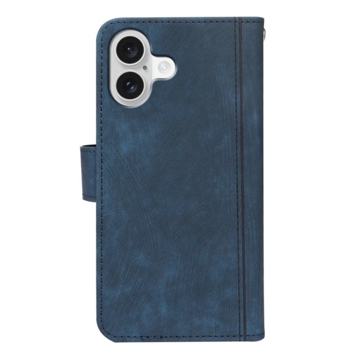 A-One Brand - iPhone 17 Plånboksfodral Line Pattern Läder - Blå