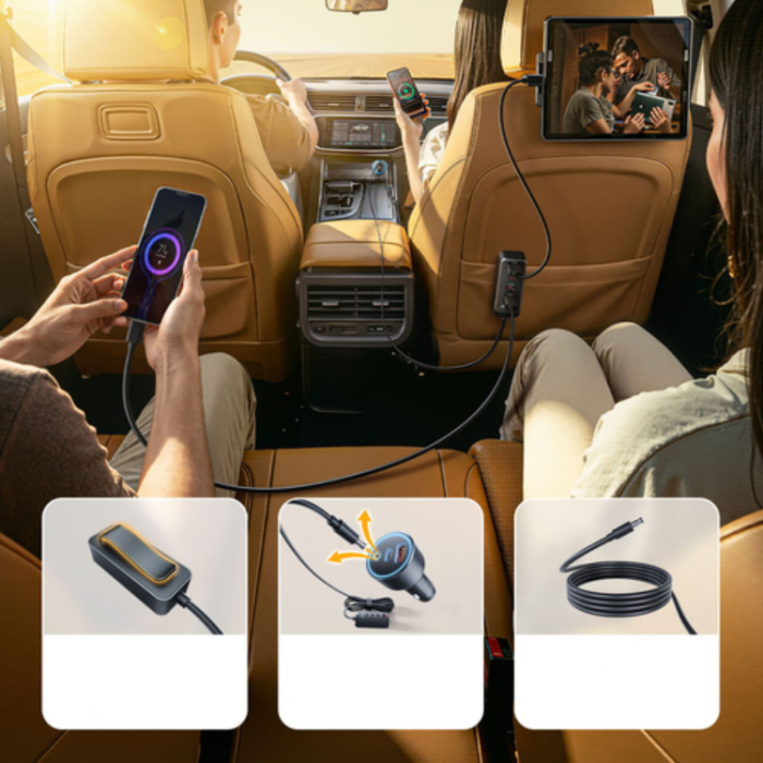 ORICO - ORICO ChargeClip Billaddare 108W med 2x USB-A + 4x USB-C - Svart