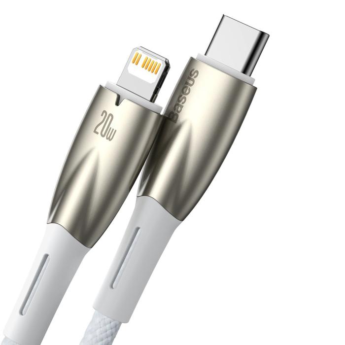 BASEUS - Baseus USB-C till Lightning kabel 1m Glimmer 20W - Vit