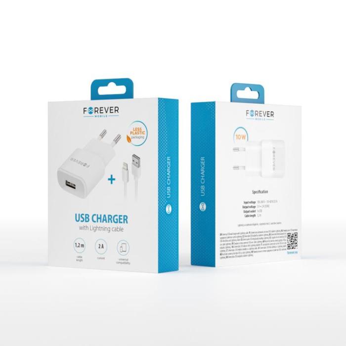 Forever - Forever Väggladdare 1x USB 2A + Lightning Kabel TC-01 - Vit