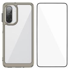WANLONFENG - WANLONFENG Galaxy A17 5G Mobilskal Med Härdat glas - Transparent Grå