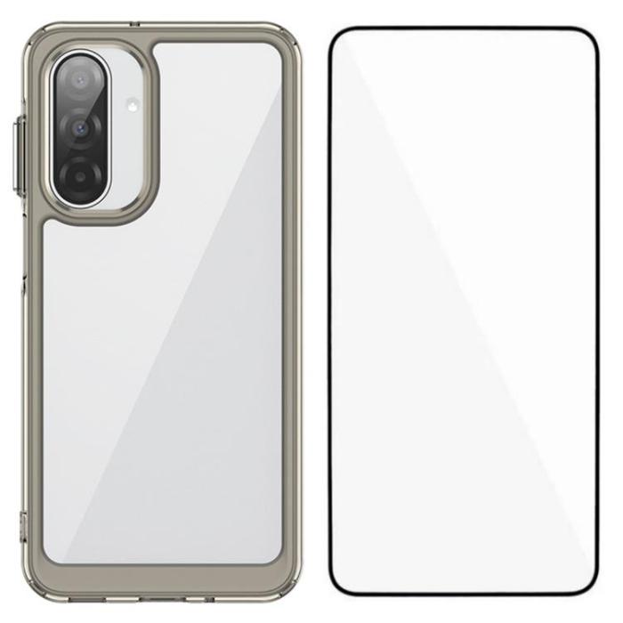 WANLONFENG - WANLONFENG Galaxy A17 5G Mobilskal Med Härdat glas - Transparent Grå