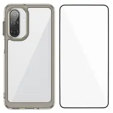 WANLONFENG - WANLONFENG Galaxy A17 5G Mobilskal Med H&auml;rdat glas - Transparent Gr&aring;