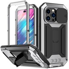 R-JUST - R-JUST Mobilskal till iPhone 14 Pro med Kamera Cover Silikon Metall Silver