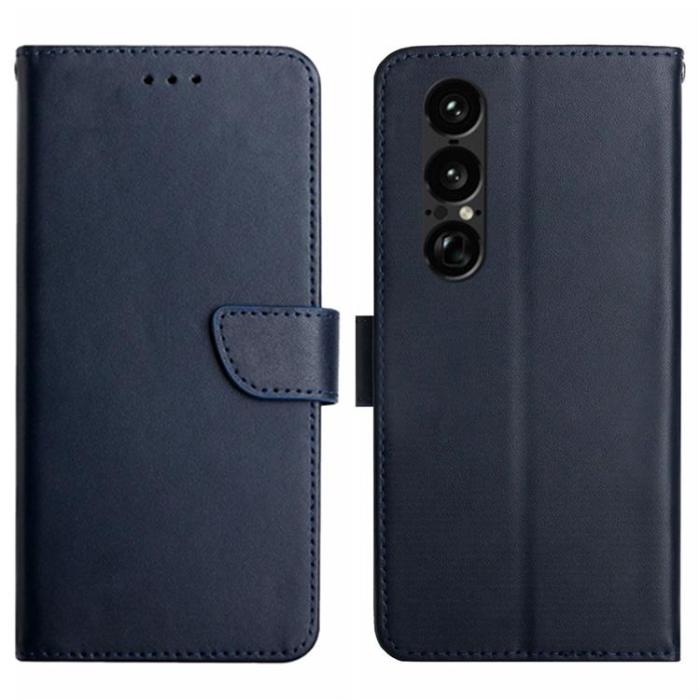 A-One Brand - Sony Xperia 1 VII Plånboksfodral Äkta läder - Blå