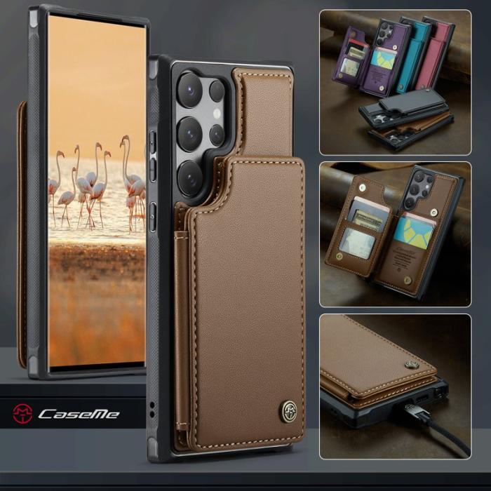 Caseme - CaseMe Mobilfodral för Samsung Galaxy S26 Ultra Konstläder RFID 5 kort - Brun