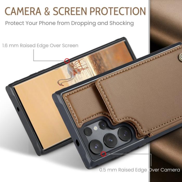 Caseme - CaseMe Mobilfodral för Samsung Galaxy S26 Ultra Konstläder RFID 5 kort - Brun