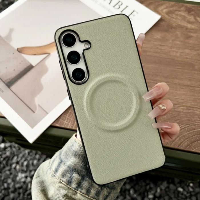 OEM - Mobilskal för Samsung Galaxy S26 Magnetiskt Konstläder + TPU - Ljusgrön