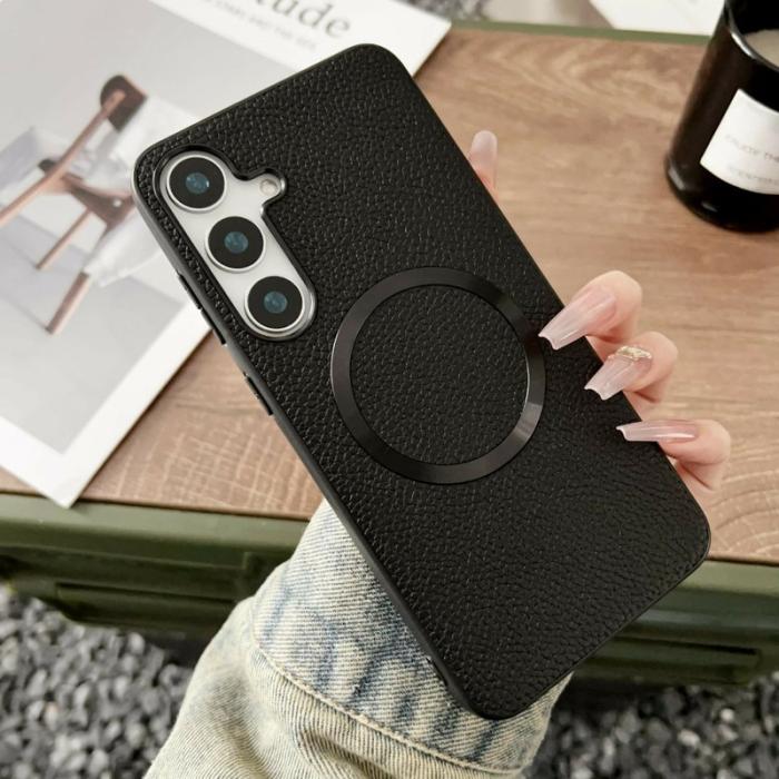 OEM - Mobilskal för Samsung Galaxy S26 Magnetiskt Konstläder + TPU - Svart