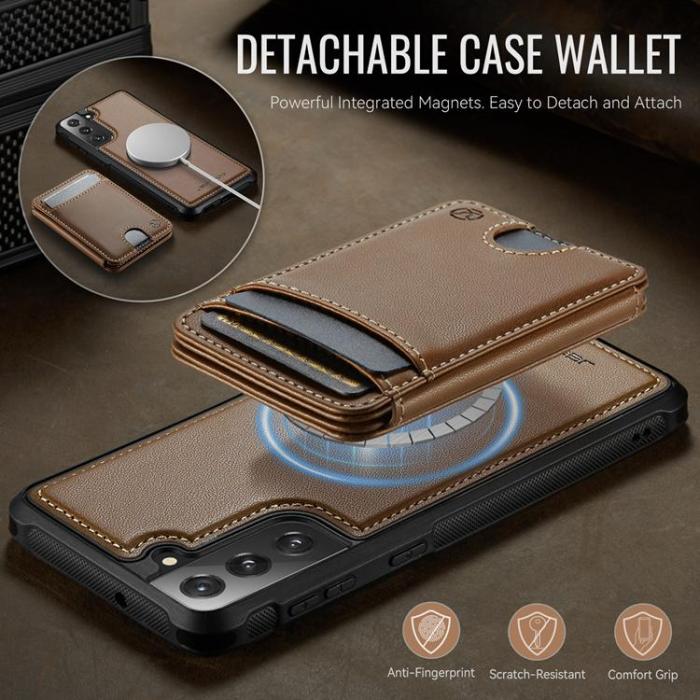 OEM - JEEHOOD Samsung Galaxy S21 FE 5G Fodral KonstLäder - Brun