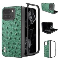 ABEEL - ABEEL Mobilskal till Google Pixel 9 Pro Fold 5G &Auml;kta L&auml;der Ostrich Gr&ouml;n