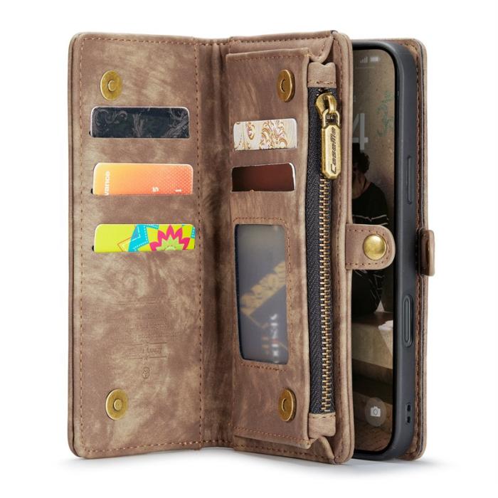 Caseme - CASEME 008 iPhone 16 Plus Plånboksfodral Konstläder med - Brun
