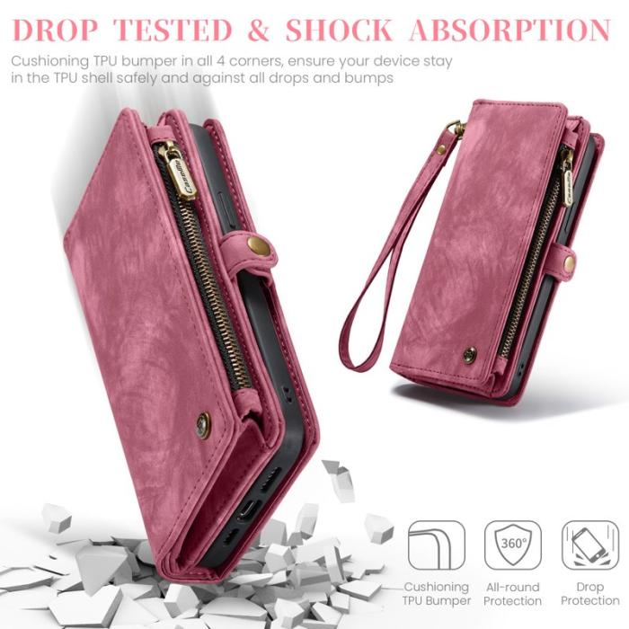 Caseme - CASEME 008 iPhone 16 Pro Plånboksfodral i Konstläder med Röd