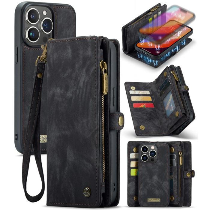 Caseme - CASEME 008 iPhone 16 Pro Plånboksfodral i Konstläder med - Svart