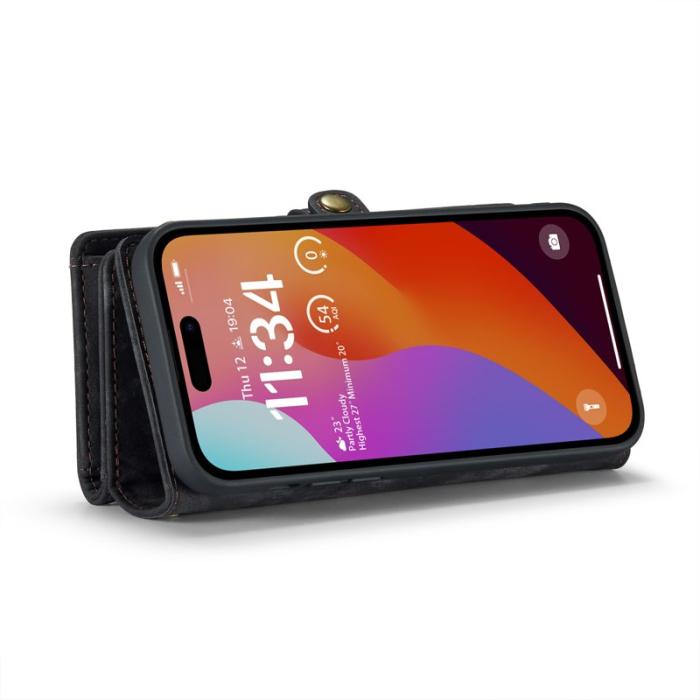 Caseme - CASEME 008 iPhone 16 Pro Plånboksfodral i Konstläder med - Svart
