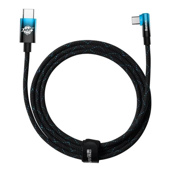 BASEUS - Baseus Elbow USB USB-C till USB-C kabel 100W 2m - Blå