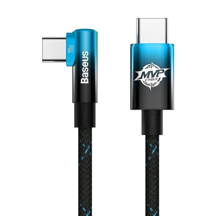 BASEUS - Baseus Elbow USB USB-C till USB-C kabel 100W 2m - Blå