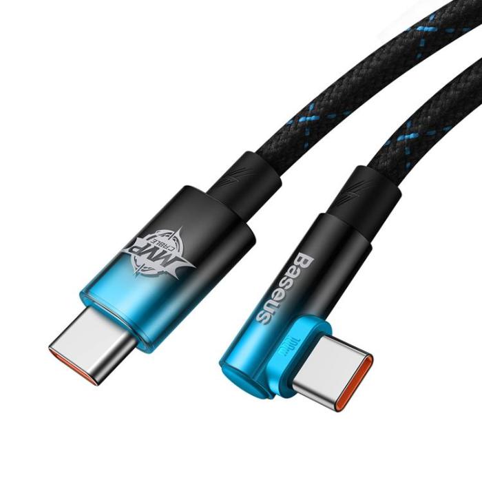 BASEUS - Baseus Elbow USB USB-C till USB-C kabel 100W 2m - Blå