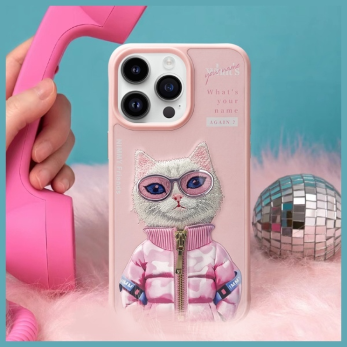 NIMMY - Nimmy iPhone 15 Pro Max Mobilskal Cool & Cute 2.0 Cat - Rosa