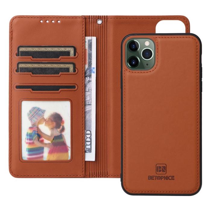 BETOPNICE - BETOPNICE iPhone 11 Pro Max Plånboksfodral - Avtagbart Konstläder - Brun