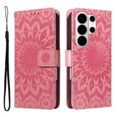 OEM - Samsung Galaxy S26 Ultra Pl&aring;nboksfodral Konstl&auml;der Solrostryck - Rosa