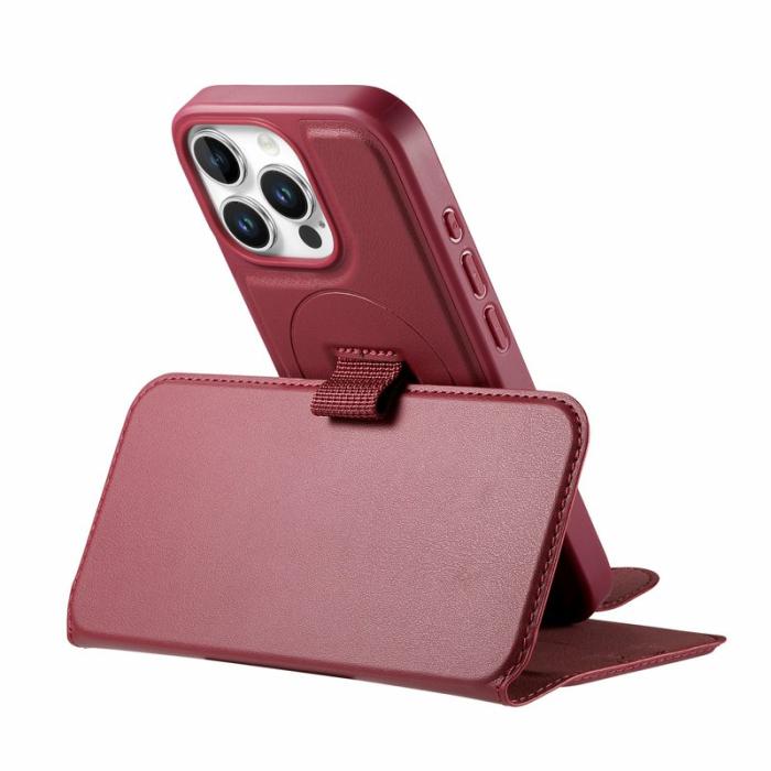 CASENEO - CASENEO iPhone 14 Pro Max Plånboksfodral Konstläder - Röd