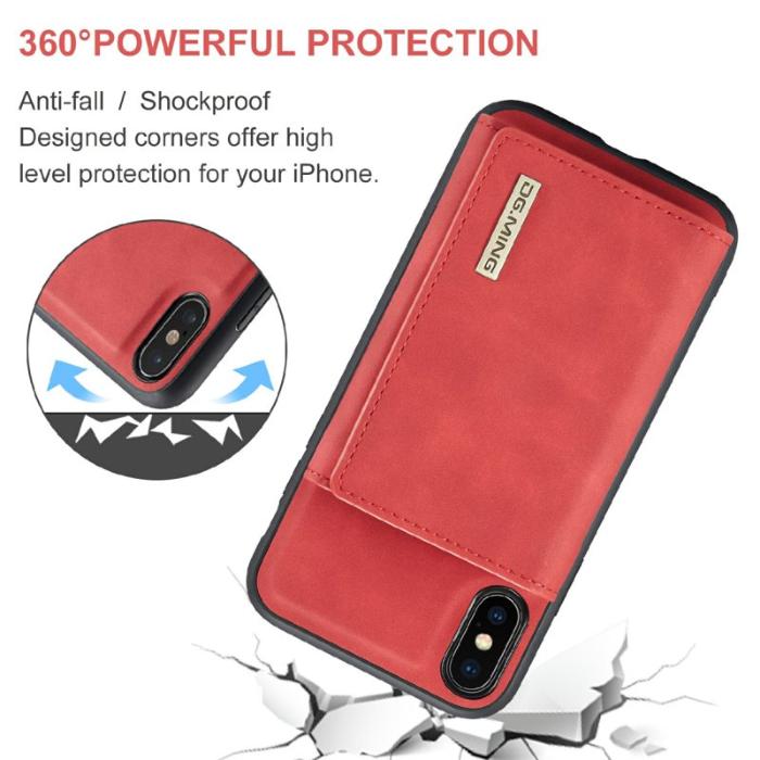 DG.MING - DG.MING M1 Series Plånboksfodral Konstläder med kickstand för iPhone X/XS Röd