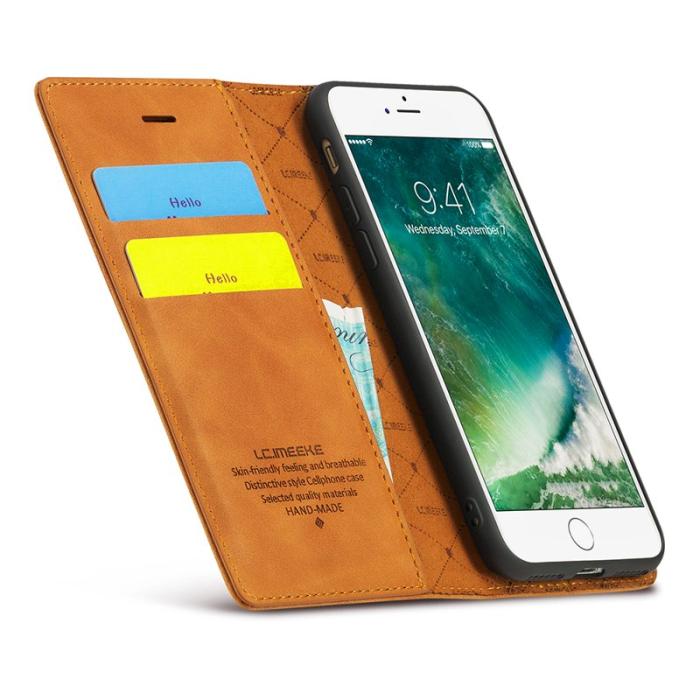 LC.imeeke - LC.IMEEKE Mobilskal till iPhone 7/8/SE (2020)/SE (2022) KonstLäder - Brun
