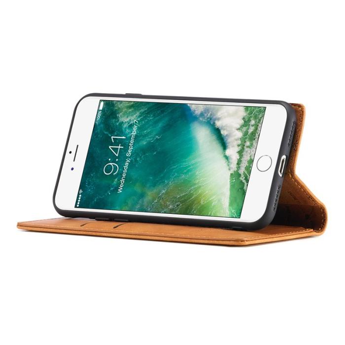 LC.imeeke - LC.IMEEKE Mobilskal till iPhone 7/8/SE (2020)/SE (2022) KonstLäder - Brun