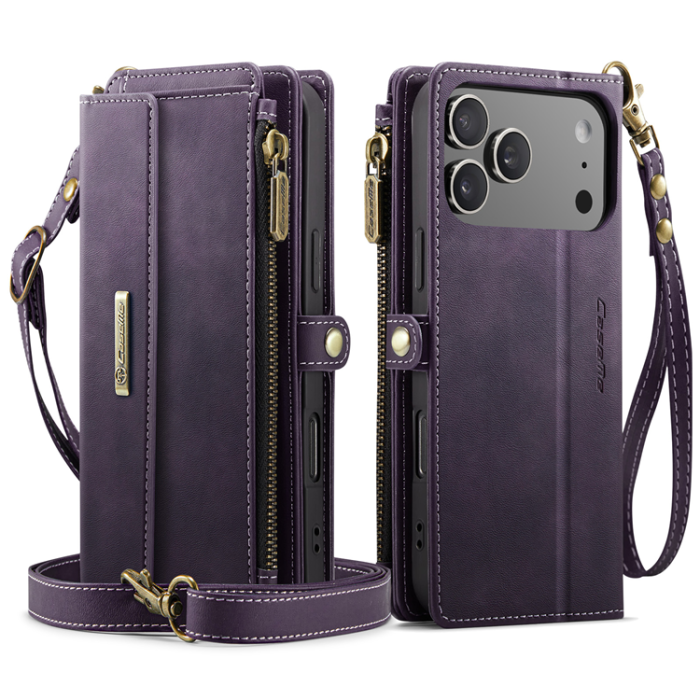 Caseme - CASEME iPhone 17 Pro Plånboksfodral Zipper RFID C39 - Lila