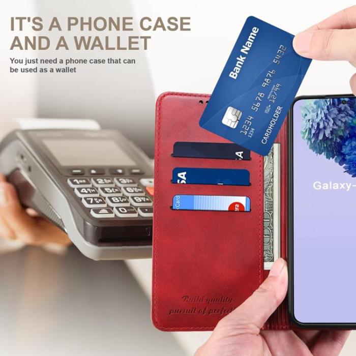 UTGATT1 - SUTENI Läder Fodral Galaxy S22 Ultra 5G - Röd